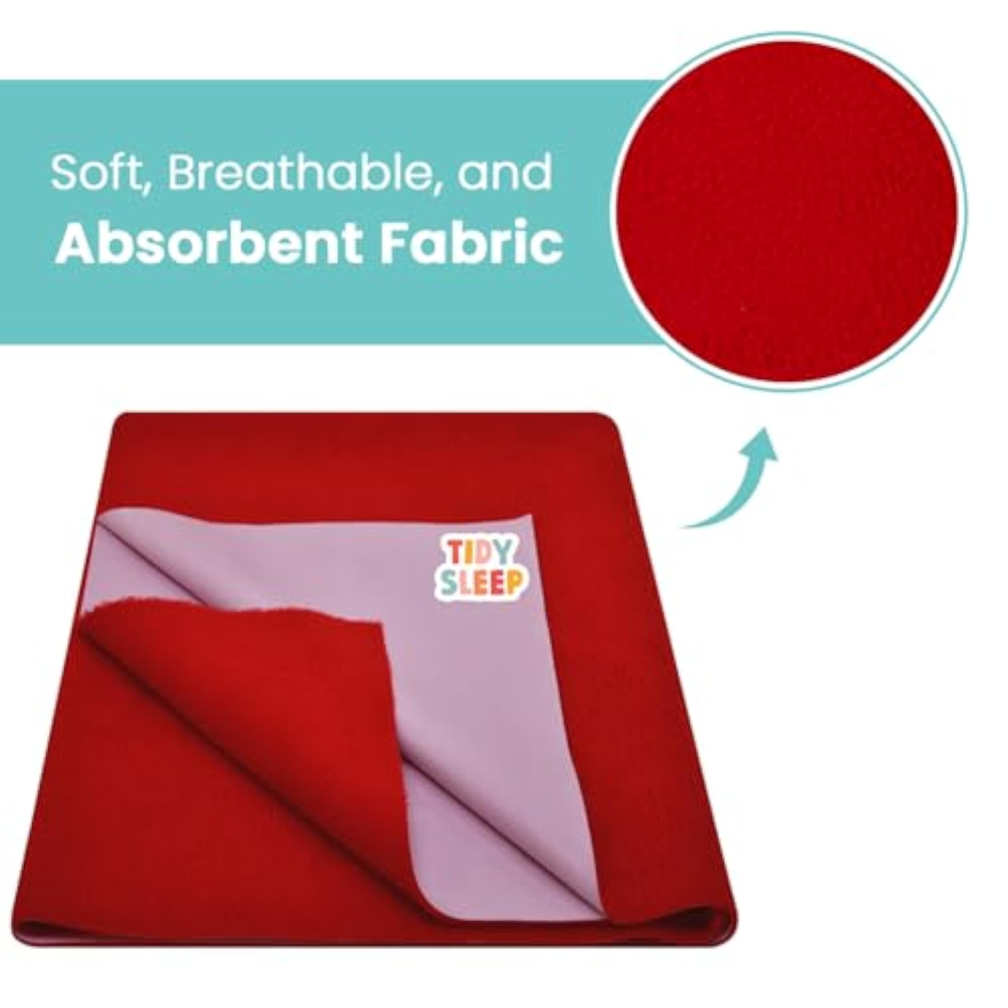 Waterproof Baby Dry Sheet with Muslin Swaddle, Red