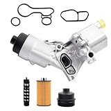 Engine Oil Cooler Filter Housing Adapter Set with Gasket, Insert, Cap for 2011-2021 Cruze Trax Encore 1.4L Turbo, OE# 55566784, 55565388