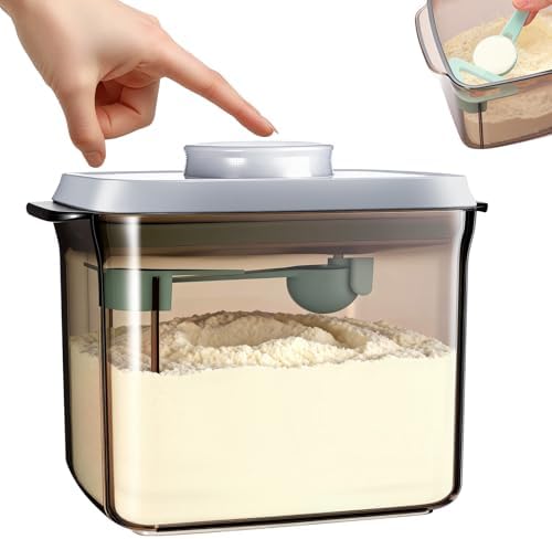 Formula Container 1000ml Food Storage Containers Airtight Formula Dispenser with Pop Lid Kitchen Pantry Organizer, Brown