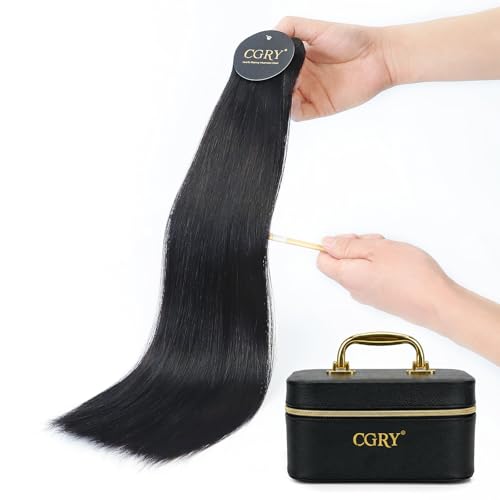 18A Raw Indian Straight Human Hair Bundles, Premium 100% Unprocessed Virgin Hair Extensions, Luxury Thick Ends, Natural Black Silky Soft, 2-3 Packs for Full Head 16 Inch