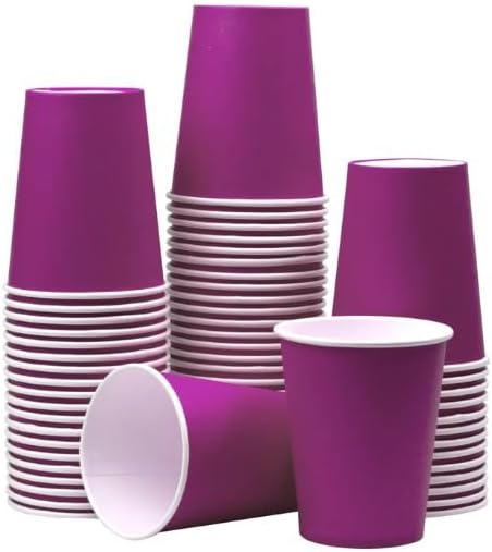 Purple Paper Cups, Kids Party Cups, Disposable Paper Cups for Birthday, Wedding, Party, Picnic, BBQ, Travel and Events – Pack of 20 pcs