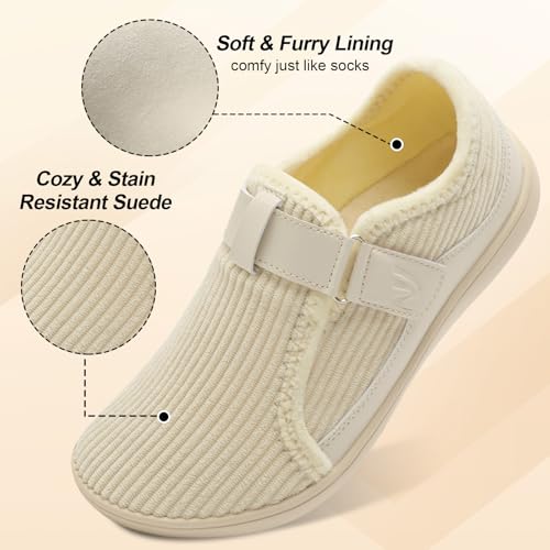 Image of Spesoul Wide Womens Slippers Adjustable House Shoes Indoor Outdoor Barefoot Slippers Cozy Walking Shoe Swollen Edema Diabetic Shoes
