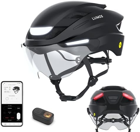 Lumos Ultra E-Bike Smart Helmet | NTA 8776 Certified | Front & Rear LED Lights | Retractable Face Shield | App Controlled | EBike, Scooter, Cycling, Bicycle | Adults, Men Women
