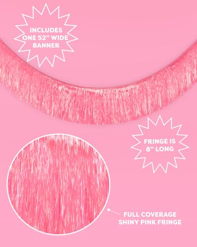 Image of xo, Fetti Pink Iridescent Fringe Banner - 5 Ft. | Bachelorette Party Decorations, Birthday Party Decor, 21st Bday Decor, HBD, Photo Booth Banner Backdrop (Pack of 2)