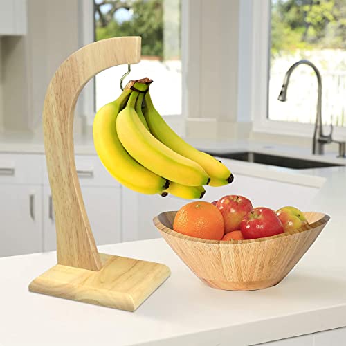 Flatro Banana Holder with Durable Hook - 100% Rubberwood Banana Tree | Wooden Banana Hanger Stand to Keep Bananas Fresh – Sleek and Sturdy Design for Fruit Storage at Home, Kitchen, and Bar - Image 5
