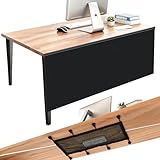 Tegeme Black Under Desk Privacy Panel with Cable Management Net Desk Skirt Self Adhesive Modesty Panel with Cord Organizer Pockets for Office Home Standing Workstation (48'')