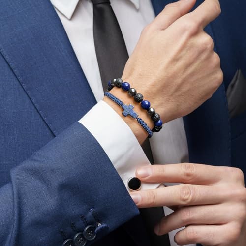 Pulsera Cross Beaded para hombre set 2 piezas miniatura 2