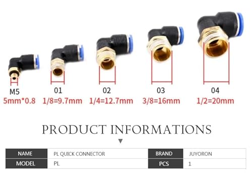 Accesorios neumáticos rápidos tipo codo roscado para automatización neumática 3