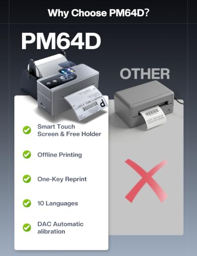 Image of Phomemo PM64D Bluetooth Thermal Label Printer & Touchscreen &500Pcs Labels