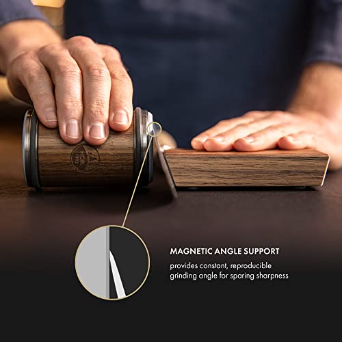 Horl 2 Walnut Rolling Knife Sharpener Engineered In Germany For Straight Edge With Industry Diamonds For Steel Of Any Hardness And Magnetic Angle Technology With 15 & 20 Degrees #TOP4