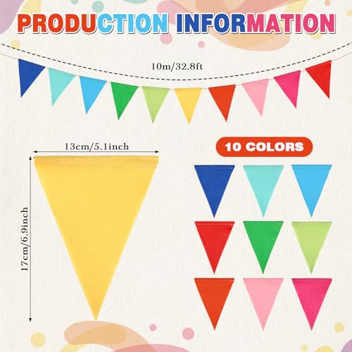 HESTYA 42 Pcs Colorful Pennant Banner Flag, Multicolor by HESTYA - Used condition - Image 2