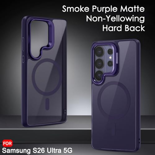 Image of TheGiftKart for Samsung S26 Ultra Case | Shockproof Hard Back Cover | Built-in Stand | Hybrid Shockproof Galaxy S26 Ultra Cover (PC & TPU, Matte Frosted Back, MagSafe Compatible, Translucent Violet)