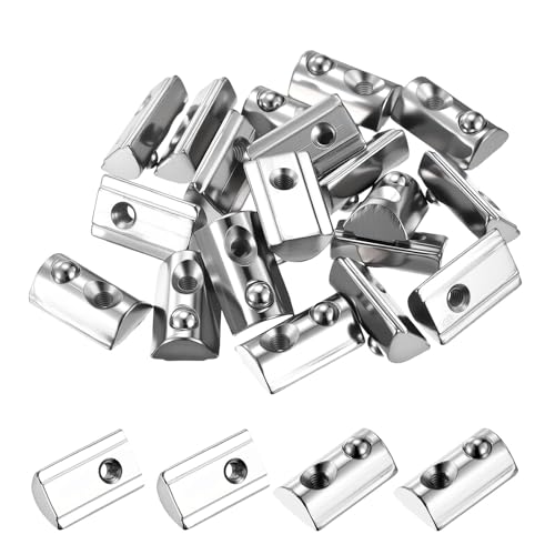 Kozelo 20Pcs Half Round t Spring Elastic Nut M4-0.7 4040 Series Silver