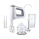 Braun MultiMix 5 HM 5137 Handmixer – Handrührgerät mit stufenloser Geschwindigkeitsregelung, inkl. Schneebesen, Knethaken, Pürierstab, Zerkleinerer und 600 ml Mix- und Messbecher, 750 Watt, weiß