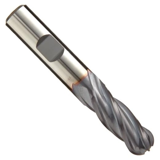 Niagara Cutter - SPB540-0.500-D2-B.3-Z4 17012957 Cobalt Steel Ball Nose End Mill, Weldon Shank, TiCN Finish, Roughing and Finishing Cutting, 30-Degree, 4-Flute, 3' OAL, 0.500' Cut Diameter, 0.500' Shank Diameter