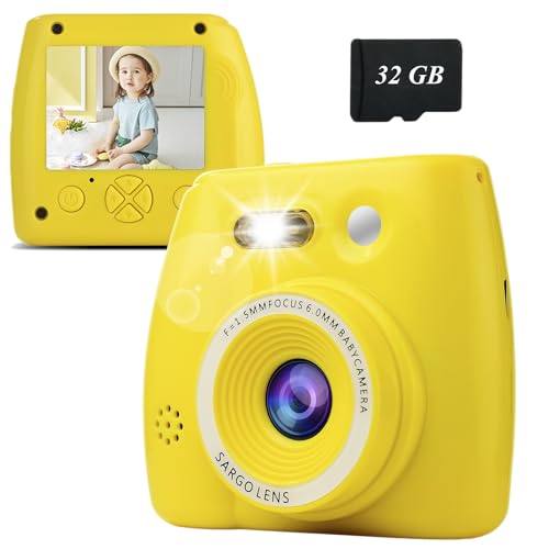 Nvgfelis Camara Fotos Infantil,1080P HD Selfie Video Cámara de Fotos para Niños,Videocámara Infantil con Pantalla de 2.0' y Tarjeta de 32 GB,Regalo de Juguete de Cumpleaños para Niño
