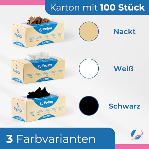 Pedsox, 100 Stück Einweg-Hygienesocken zum Testen von Schuhen, Comfort Line, Unisex, Einheitsgröße, Weiß