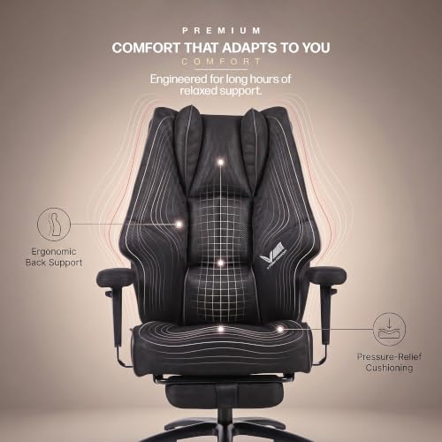 Image of DROGO Majestic Ergonomic Office Chair for Work & Home 400LBS | Big and Tall Boss Chair for Office with High Cushion, Lumbar Support, Padded Armrest, 135 Recline & Footrest,1 Yr Warranty (Black)