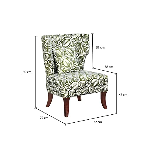 Image of Nilkamal Leafy Fabric Lounge Chair (Green & White)