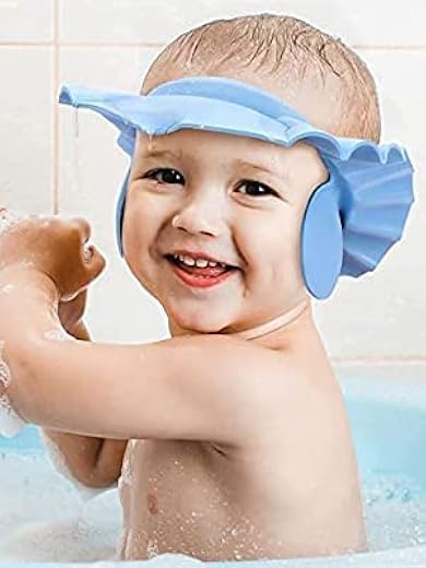 Bath Visor hat for Eye and Ear wash Protection,Adjustable Silicone Bathing Crown Waterproof Shampoo hat for Washing Hair, ...