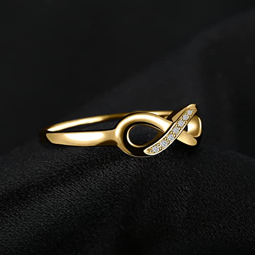 Image of JewelryPalace 14k White Yellow Rose Gold Plated 925 Sterling Silver Rings for Women, Cubic Zirconia Promise Rings for Her, Stackable Wedding Bands Rings for Women Infinity Forever Love Knot Ring