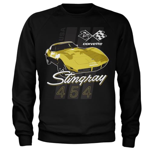 Sweat-shirt Chevrolet Corvette Stingray 454 noir vêtement automobile vintage