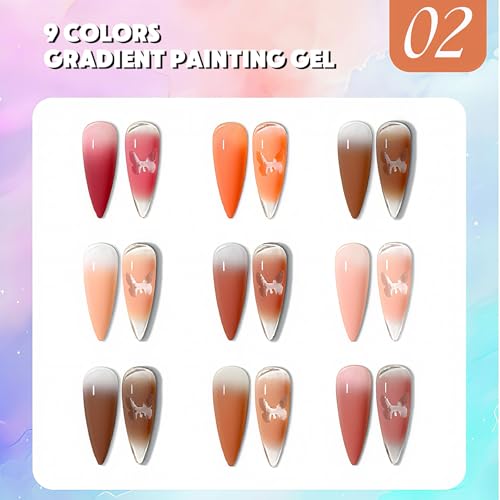 Kit gel para uñas Ombre 9 colores con esponjas miniatura 2