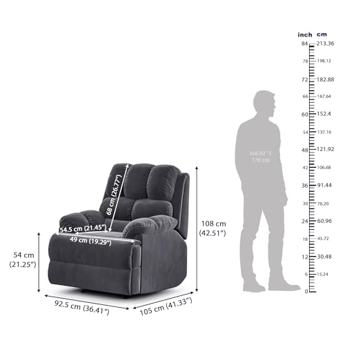 Image of Wakefit Recliner | 3 Year Warranty | Recliner Sofa 1 Seater, XpertGRID Technology, Designed for Supreme Comfort & Relaxation, Easy DIY Assembly, 145 kg Weight Capacity, Electic Virelia (Space Grey)