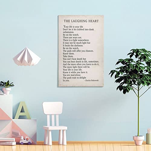 Bludug Charles Bukowski Poem Print The Laughing Heart Minimalist Retro Posters Canvas Painting Wall Art Poster For Bedroom Living Room Decor24X36Inch(60X90Cm) #TOP3