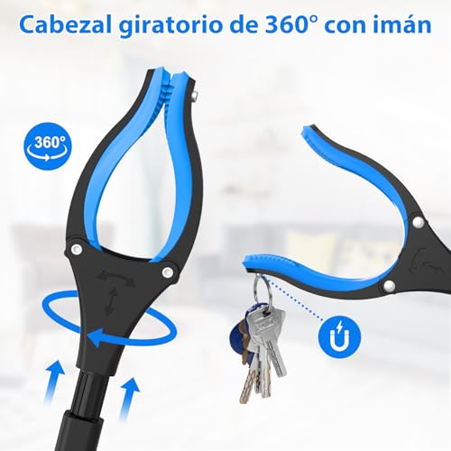 Pinza recoge objetos de 122cm con garra giratoria 360 y punta magnética 5