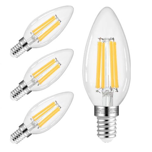 FLSNT E14 Kerzenform LED Glühbirne 810LM LED Lampen E14 Warmweiß 5.5W(Ersetzt 60W) 2700K Warmweiß E14 Vintage Glühbirne nicht dimmbar 4 Stück