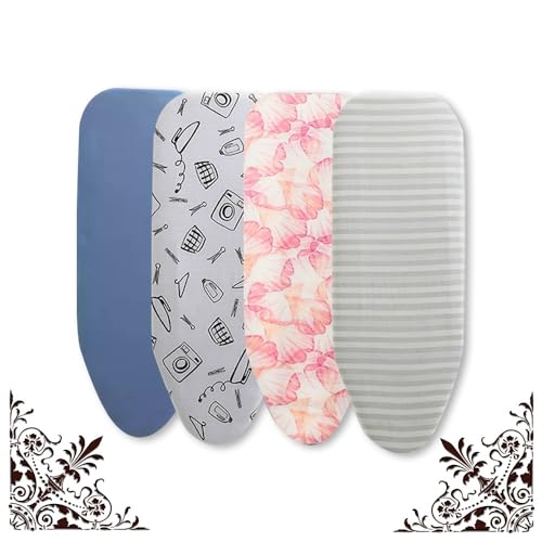 Tabla de Planchar de 33 x 91 cm con Acolchado, Funda Ajustable de algodón con Acolchado, Funda de Repuesto y Almohadilla Resistente a Quemaduras (Blanca)