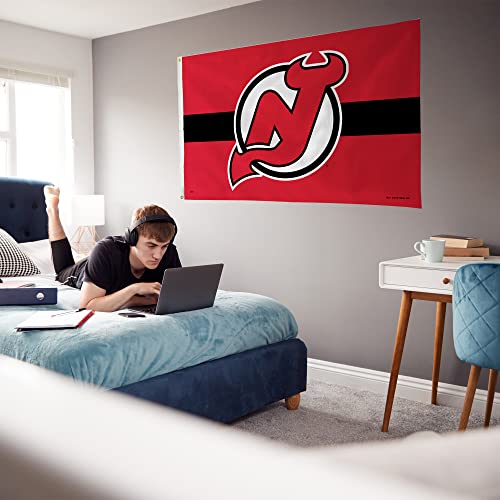 Bandera de New Jersey Devils para interior y exterior, decoración NHL de una sola cara Rico 5