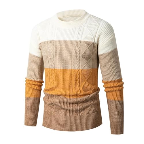 Basic Casual Knitted Long Sleeve Pullover Sweater Blocking Dough Youth Basic Casual Knitted Long Sleeve (White, XXXL)