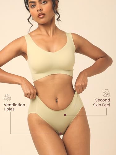 Image of Krvvy Breeze Hipster Underwear for Women | Seamless Mid Waist Panties with Super Stretchable Fabric | Odourless Ventilation | InvisiSoft Edges