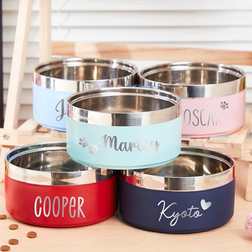 Personalisierter Futternapf für Hunde und Katzen, mit Namen, Edelstahl, farbiger Futternapf, individuelles Haustierzubehör, Geschenk