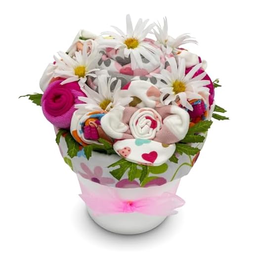 Nikki's Gift Basket’s Baby Clothing Flower Bouquet, New Baby Girl Gift Basket with Baby Clothing Arranged Like Celebration Flowers, Creative Unique Baby Gift