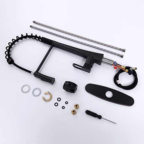 Grifo de la cocina con rociador desplegable muelle flexible y monomando latón 6
