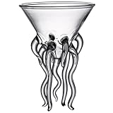 ULTECHNOVO Copa de Cóctel de Vidrio 150 Ml Diseño de Pulpo Creativo, Copa para Fiesta y Bar, Vaso Transparente para Whisky y Jugo, Obsequio Original para Aniversarios y Celebraciones