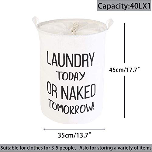 LessMo 17.7 Kordelzug Wäschekorb Lagerung Sorter, Pop-Up Wäschekorb Faltbar, wasserdichte Runde Baumwolle Leinen für Schlafzimmer Lagerung Baby Kleidung Spielzeug