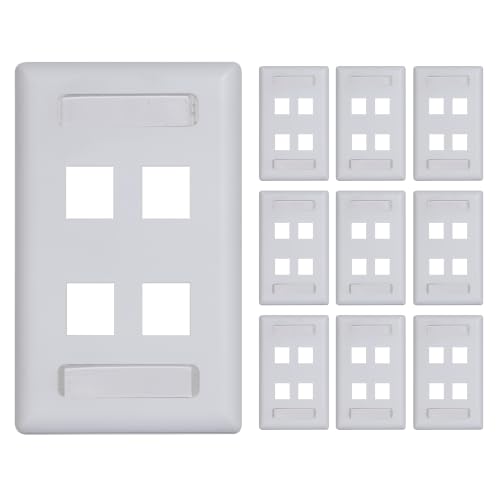 ICC 4-Port Station ID Keystone Wall Plate, 1-Gang, White, 10-Pack