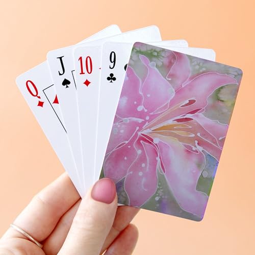 Naipes de poker estándar con diseño floral rosa miniatura 4