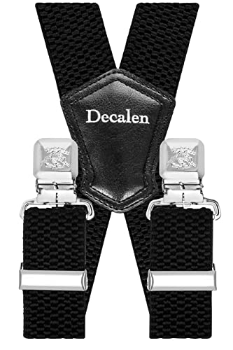 Decalen Mens Suspenders Very Strong Clips Heavy Duty Braces Big And Tall X Style (Black 2) #TOP3