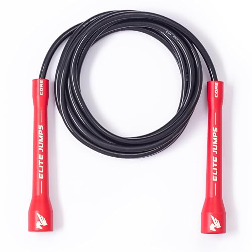 Elite Jumps Core Jump Rope - Indoor/outdoor adjustable jump rope for Training and Fitness - 6mm PVC Skip Rope for Fitness - Unbreakable Handles with Tangle-Free Jumping Rope for Workout