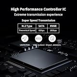 SSK Aluminiowa obudowa z adapterem M.2 na USB NVMe SATA SSD, bez narzędzi, USB 3.2 2 generacji 10 Gb/s NVMe PCI-E 6 Gb/s SATA M-Key, B+M-Key, zewnętrzny, obsługuje UASP, do SSD 2242, 2260, 2280