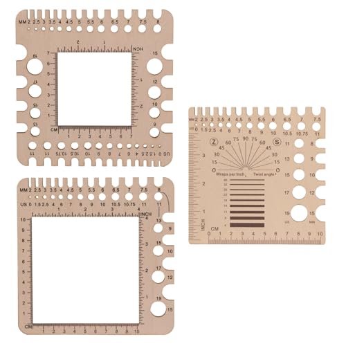 Keboyoe 3 Pezzi Calibro per Ferri da Maglia in Legno Calibro per Ferri de Maglia Uncinetto Misura Ferris da Maglias Righello in Legno Uncinetti Misura Ferris de Maglias Strumento(3 specifiche)