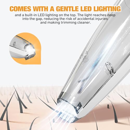 Kumprohu Aparador de pata de carro LED a vácuo - Tosquiadeiras para cães de baixo ruído com luz LED,