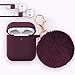 Airpods Case - Bluewind Drop Proof Air Pods Protective Case Cover Silicone Skin, with Cute Fur Ball Airpods Keychain/Strap, Portable Apple Airpods Accessories (Upgrade Burgundy)