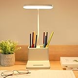 SCNNC LED Desk Lamp 5W White with Phone & Pen Holder, 3 Modes and 3 Brightness Dimmable, LED Touch USB Rechargeable Bedroom Table Light, Portable Desk Lamp for Home Office Work Study - Image 7