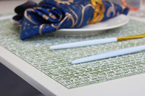 Pigchcy Elegant Placemats Set Of 4 Blended Woven Heat-Resistant Placemats Washable Easy To Clean Table Mats For Dining Room And Decorate (Colorful Green) #TOP5